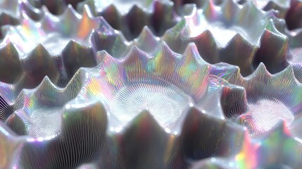 Poster - Iridescent Spiked Surface Abstract Holographic Texture Background.