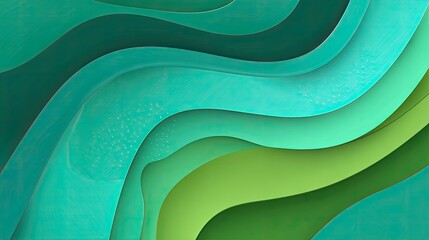 Poster - Emerald Depths Layered Abstract Waves of Serenity and Growth.
