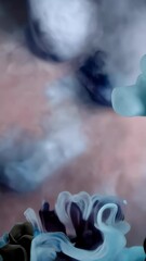 Poster - Abstract image of flowing blue, grey and black ink plumes swirling together in a fluid, organic dance, creating a dynamic and colorful design.