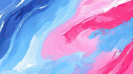 Poster - Abstract Acrylic Pink with Blue, and and White Swirls of Color.