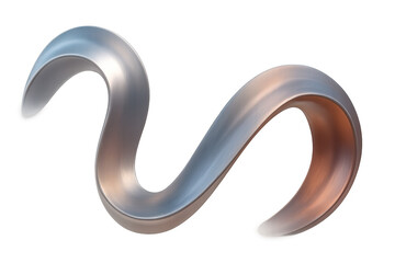 Aufkleber - Metallic ribbon curving with silver-copper gradient, creating sleek w-shaped design against transparent backdrop, highlighting contemporary abstract aesthetic