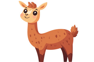 Poster - Cute cartoon llama character design with a happy expression set against a transparent background for creative projects, illustrations, and educational materials