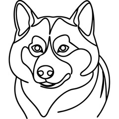 Poster - Siberian Husky dog Canis lupus familiaris portrait line art. Elegant husky head illustration perfect for pet lovers.