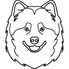 Poster - Samoyed dog portrait line art. Happy samoyed canine head illustration.  Adorable samoyed drawing for pet lovers. Perfect for pet-related projects.