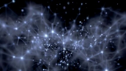 Poster - Abstract macro timelapse of glowing connections in dark space  