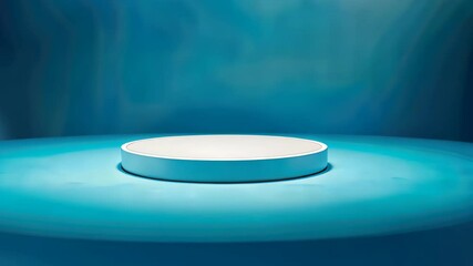 Fototapete - Product Showcase Platform: A minimalist, round pedestal poised to showcase products against a gradient background. Illuminated strategically, creating depth and an inviting ambiance for presentations.