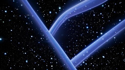 Poster - Abstract blue light trails in starry night sky background  