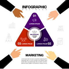 Poster - business infographic with team work hands as illustration suitable for presentation . vector template eps