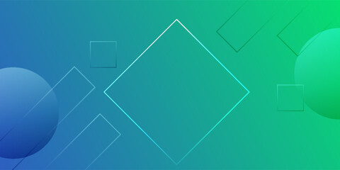 Aufkleber - Geometric Abstract Background Design. Minimal geometric background. Composition of simple geometric shapes on a blue and green background