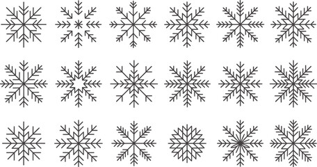 Poster - Collection of detailed outline snowflakes in various designs for winter holiday decorations