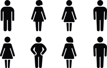 Poster - Illustration of black and white male and female human icons for gender symbolization and design elements