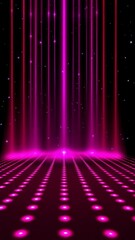 Poster - Abstract stage with vertical blue lights and a dot grid floor in a futuristic style and bright glow