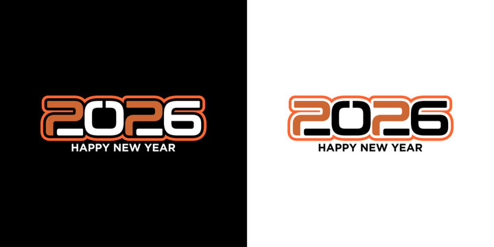 New Year 2026 logo. .Holiday design for flyers, greeting cards, invitations, calendars, etc. Vector illustration