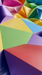 Poster - Abstract animated background with geometric triangular shapes of assorted bright pastel colors for motion graphics and wallpaper designs