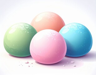 Poster - Four Pastel Round Sweets On White Background