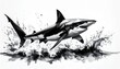 © Ken T - 水墨画で海を駆けるアカシュモクザメ