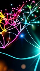 Poster - Abstract glowing light streaks with colorful bokeh circles, vibrant illustration for futuristic designs and digital arts