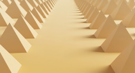 Aufkleber - Abstract Geometric Composition of Repeating Pyramid Shapes in Warm Tones