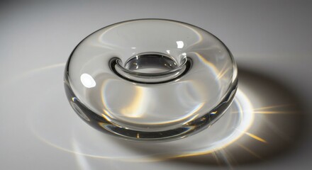 Poster - Transparent Glass Sculpture with Unique Circular Design and Light Reflections