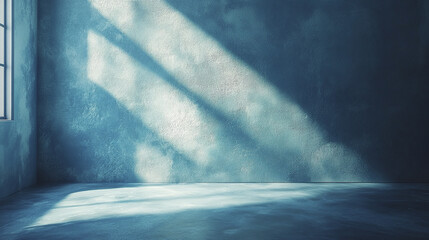 Poster - serene blue wall texture with soft light shadows creates calming atmosphere