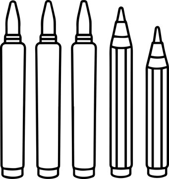 Set of felt pen outline vector and illustration, coloring book page