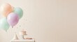 © meka - Pastel perfection, A delightful first birthday celebration with soft balloons and cake