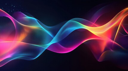 Poster - Abstract colorful wave lines digital art background