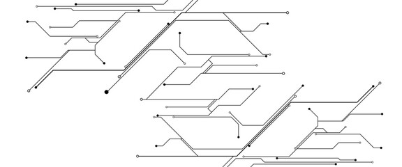 Poster - Vector Technology black circuit diagram concept. Abstract technology on white background. High-tech circuit board.