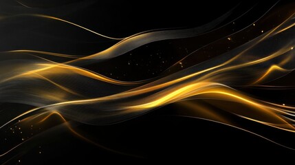 Poster - Abstract golden waves on black background elegant luxury design