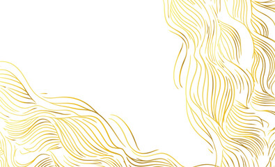 Wall Mural - Gold asian wave line sea vector pattern. White background. Japanese style abstract water illustration. Luxury oriental poster and river banner