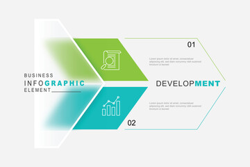Poster - Banner template infographic element with 2 step and glassmorphism concept.
