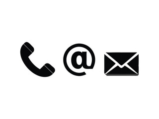 Poster - Contact us icons set white graphics isolated on white background
