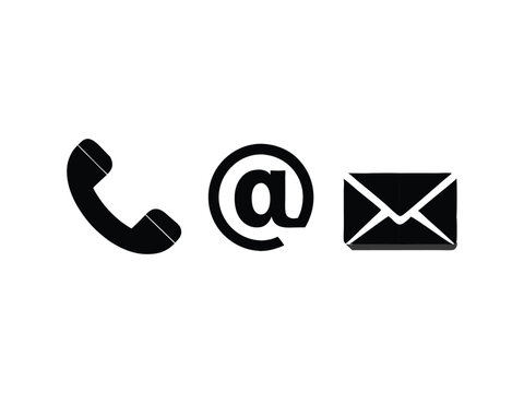 Contact us icons set white graphics isolated on white background
