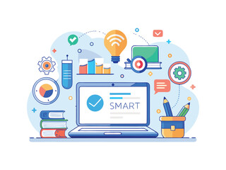 Poster - Smart goals laptop illustration isolated on white background
