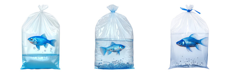 Isolated Transparent Fish Bags on White Background for Design Use