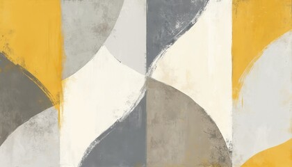 Poster - Abstract geometric pattern in shades of gray yellow and white. Suitable for modern decor and design projects. Trendy artwork, art print perfect for interior design.