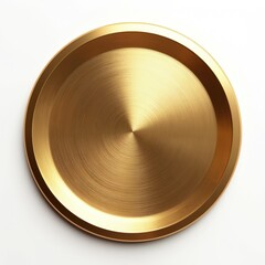 Poster - Golden circular emblem isolated on white background. Smooth shiny surface gold award. Decorative polished plate, classic design for logos, elegant print, display label, premium luxury object.