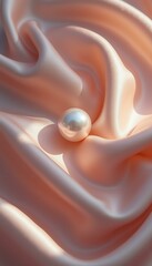 Poster - Luster Pearl on Waves of Champagne Satin Fabric in Studio Lighting