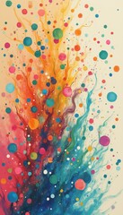 Poster - Energetic Abstract Art Painting: Multicolored Circles and Swirls in a Modern Style