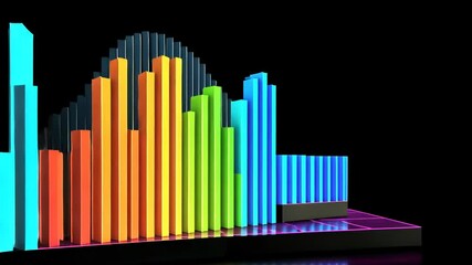 Aufkleber - 3D business graph with organized bars and information blocks. Abstract infographic element. Business growth and development to success concepts. Generated AI
