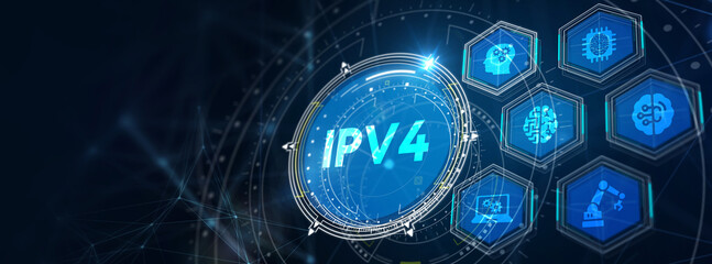 business, technology, internet and network concept. ipv4 abbreviation. modern technology concept. 3d