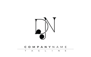 Fototapete - DN Typography Logo Design. Stylish monogram design depiction featuring the letters D and N combined in an artistic signature style, delivering a unique and creative visual representation.