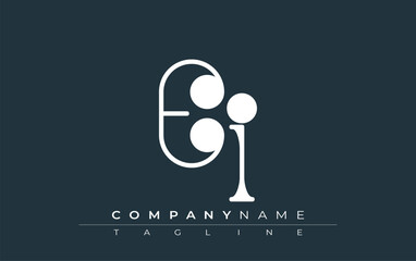 Fototapete - EI Typography Logo Design. Stylish monogram design depiction featuring the letters E and I combined in an artistic signature style, delivering a unique and creative visual representation.