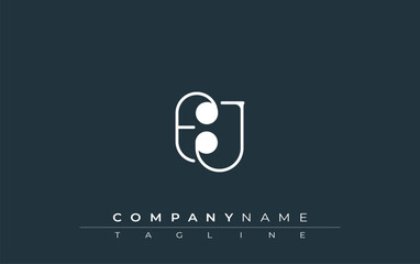 Fototapete - EJ Typography Logo Design. Stylish monogram design depiction featuring the letters E and J combined in an artistic signature style, delivering a unique and creative visual representation.