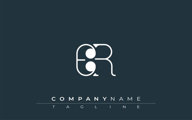 Fototapete - ER Typography Logo Design. Stylish monogram design depiction featuring the letters E and R combined in an artistic signature style, delivering a unique and creative visual representation.