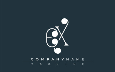 Fototapete - EX Typography Logo Design. Stylish monogram design depiction featuring the letters E and X combined in an artistic signature style, delivering a unique and creative visual representation.