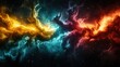 © Cahyono - Mysterious Nebula: Swirling Orange, Blue, and Red Gases in Dark Space