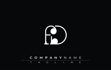 Fototapete - FD Typography Logo Design. Stylish monogram design depiction featuring the letters F and D combined in an artistic signature style, delivering a unique and creative visual representation.