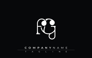 Fototapete - FG Typography Logo Design. Stylish monogram design depiction featuring the letters F and G combined in an artistic signature style, delivering a unique and creative visual representation.