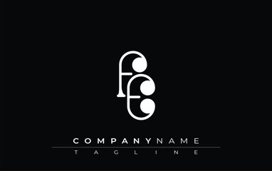 Fototapete - FE Typography Logo Design. Stylish monogram design depiction featuring the letters F and E combined in an artistic signature style, delivering a unique and creative visual representation.